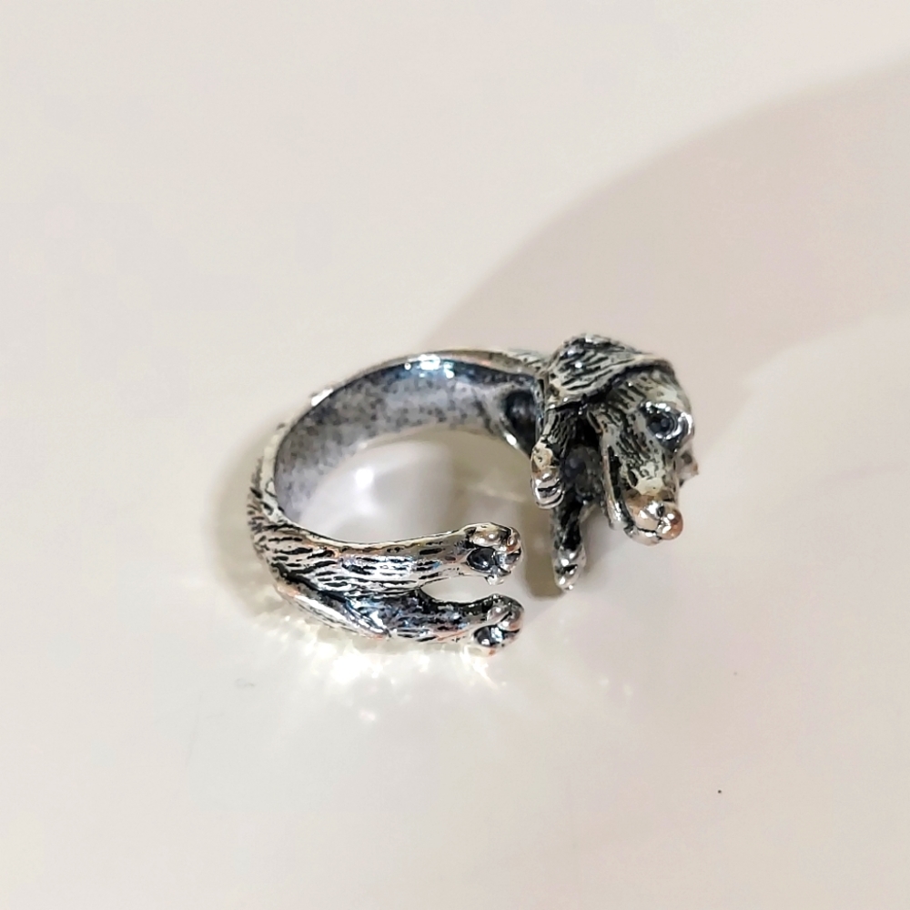 Dachshund Dog Silver Toned Metal Ring